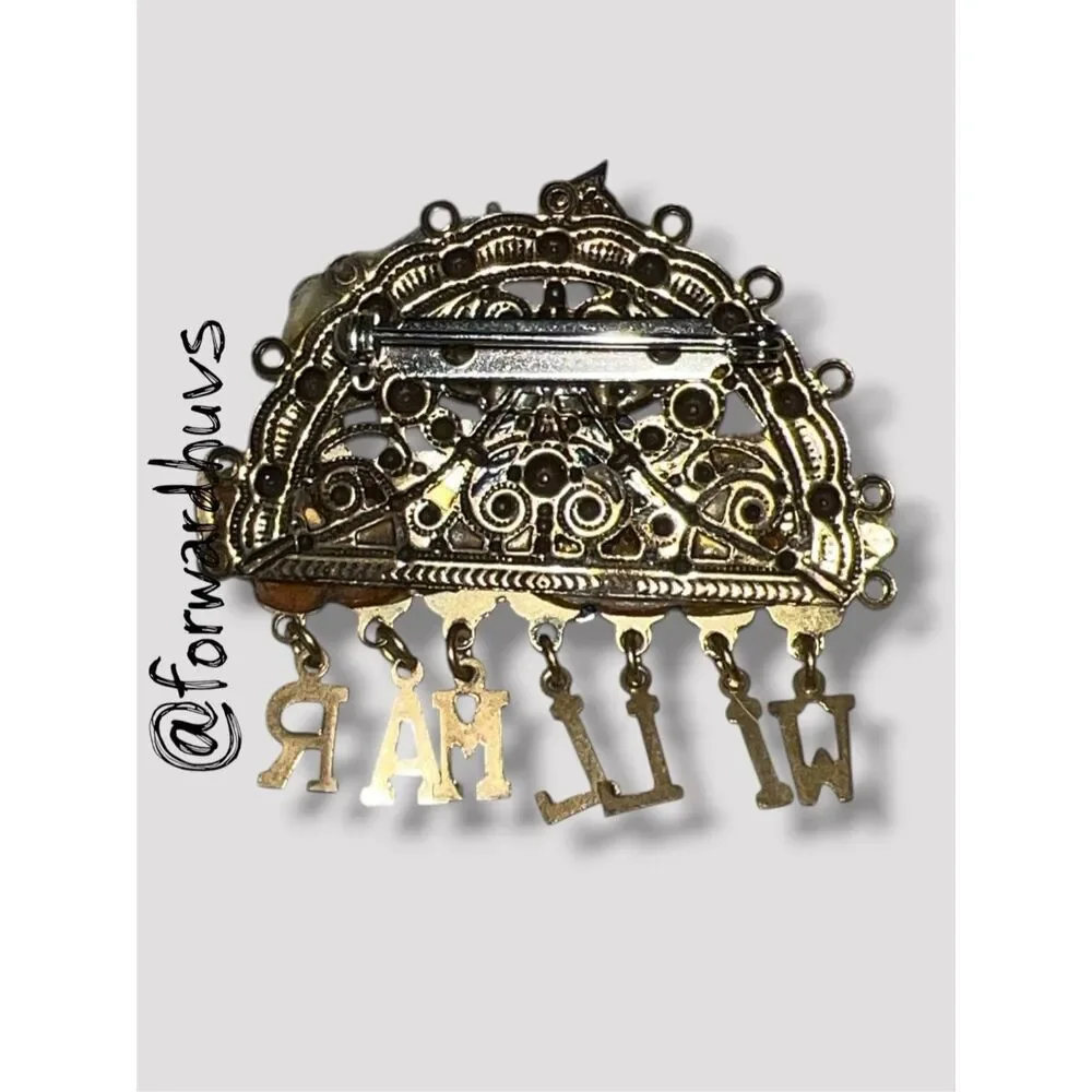 Willmar Travel Souvenir Pin with Decorative Filigree and Dangles